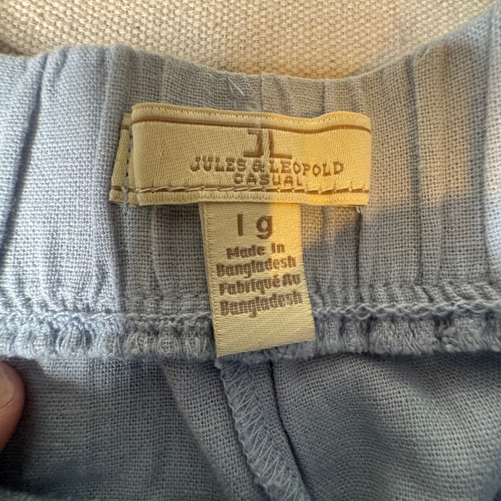 Jules & Leopold Casual Light Blue Linen Blend Wide Leg Drawstring Pants Large - Picture 7 of 8